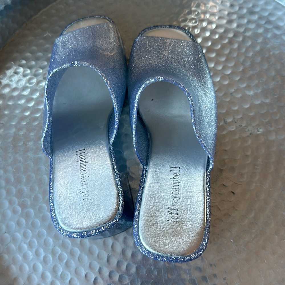 Jeffery Campbell slides silver glitter rubber size 8